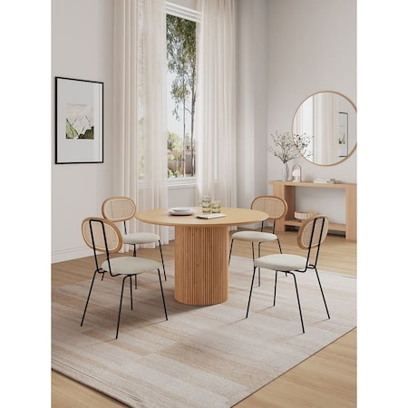 Manhattan Comfort Round Dining Set of 5, 47.24 in L, American Solid Ash Wood, Nature 4-DT03DCCA06-OM